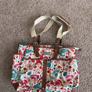 Lily Bloom Cat Motif Purse Colorful Excellent Condition Lots Of Zippers